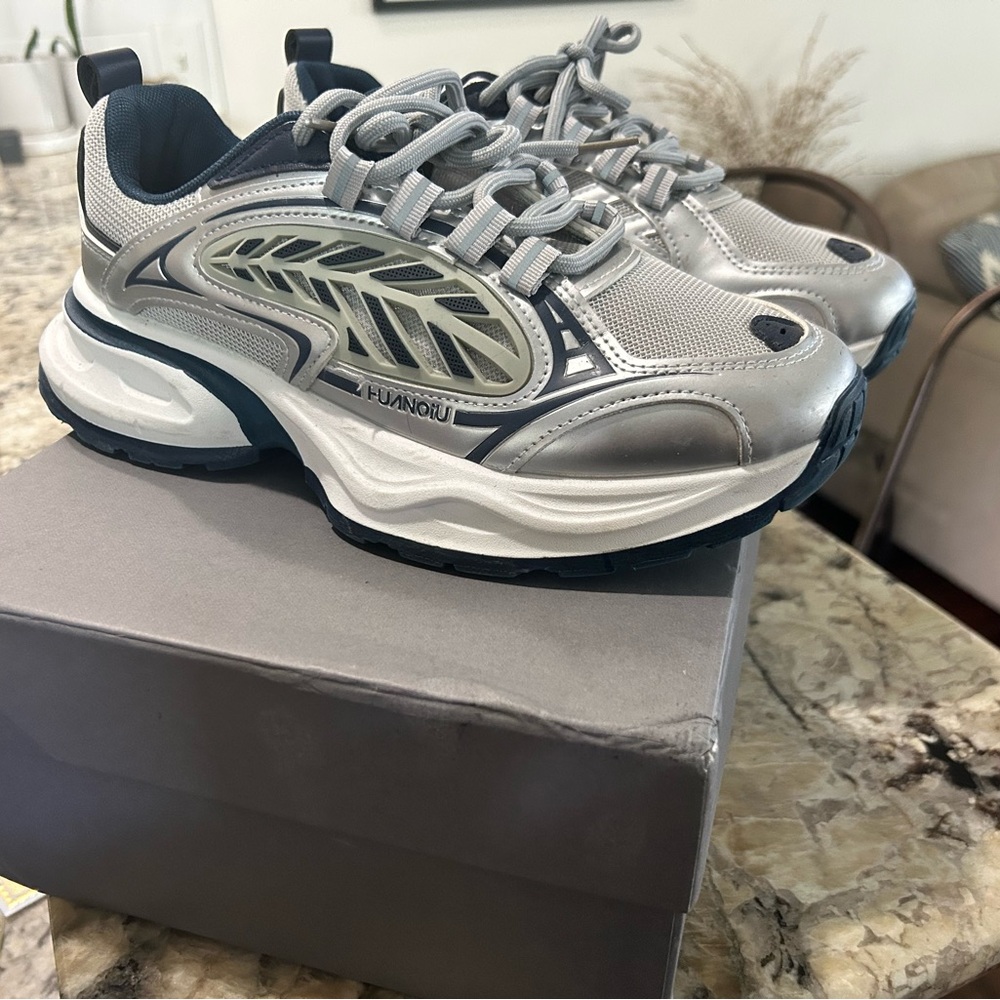 Balenciaga HUANOIU Silver and Blue Athletic Shoes